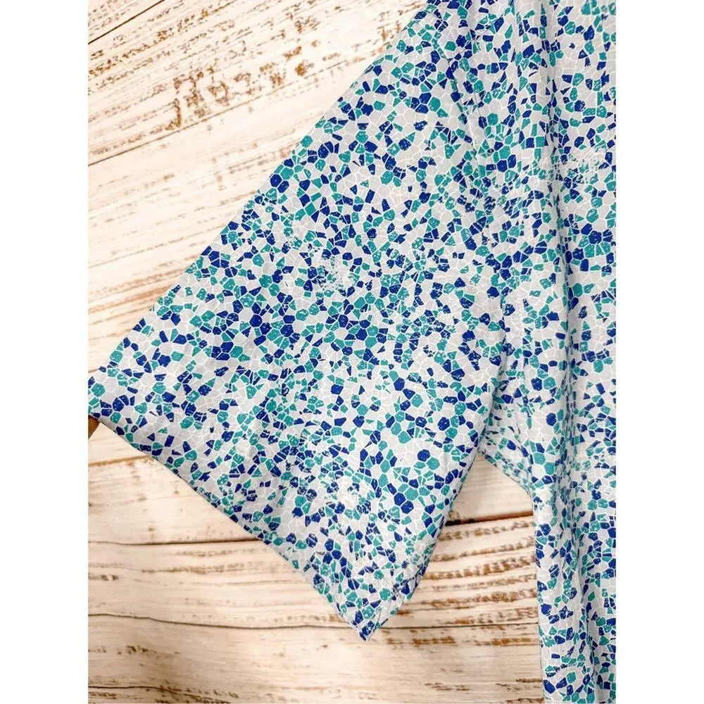 Tailorbyrd Collection Men's Geometric Print Button Down Shirt Blue Size Medium